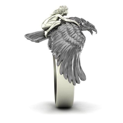Bague «The Eagle» Dorée Pour Homme Et Femme, Anneau Animal, Punk, Vintage, Noir, Biker Wing Eagle, Rock Biker, Bijoux