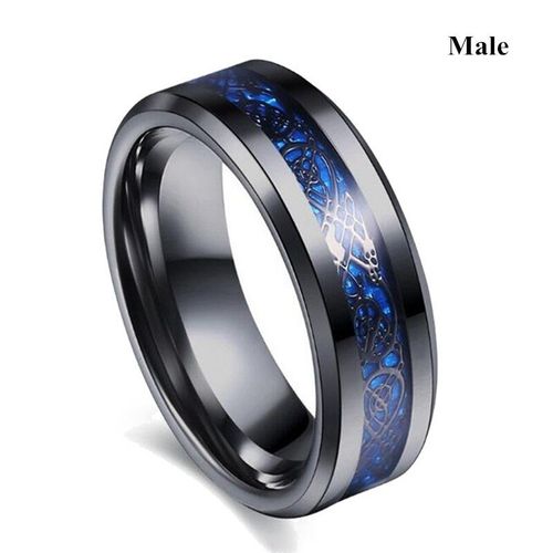 Bague De Couple À Breloques En Acier Inoxydable, Bague Noire Pour Hommes, Zircon Bleu, Ensembles De Bagues Pour Femmes, Bijoux De Bande De Mariage Pour La Saint-Valentin