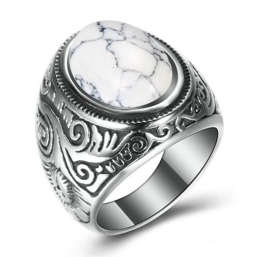 Bague De Mariage Pour Hommes, Bijoux Vintage Turcs Faits À La Main, Pierre Bleue Noire Onyx Rétro Couleur Argent, Anneau De Fiançailles Punk Classique