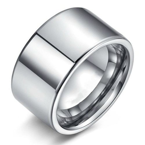 Bague En Titane Et Acier Pour Hommes, Anneau Simple De 12mm De Large, Super Large, Couleur Argent, Bijoux De Mariage