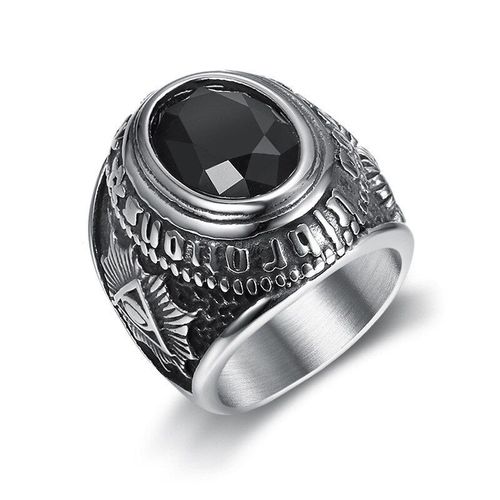 Bague Punk Gothique Vintage En Acier Inoxydable Pour Hommes, Anneau De Motard, En Cz Noir, Hip Hop