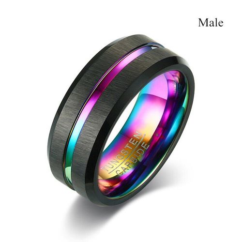 Bague De Couple En Acier Et Tungstène Pour Homme Et Femme, Bijou Arc-En-Ciel, Zircon Violet, Ensemble De Bagues De Mariage, Bijoux De La Saint-Valentin