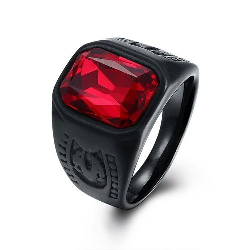 Bagues Pour Hommes Et Femmes, Pierre Rouge, Cristal, Noir, Gothique, Punk, Fête De Mariage, Bijoux, Vente En Gros