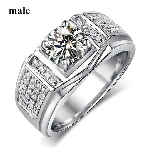 Bagues De Couple De Luxe Pour Femmes, Ensemble De Bagues En Cristal Blanc Strass, Bijoux De Fiançailles De Mariage En Acier Inoxydable Cz Pour Hommes
