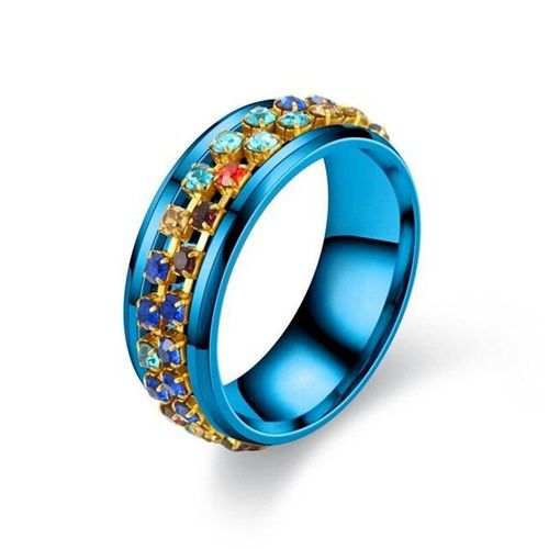 Bague Anti-Stress En Acier Inoxydable Pour Homme Et Femme, Bague En Zircone Multicolore, Avec Spinner, Fidget, Incrusté, Bijoux De Motard
