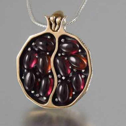 Collier Avec Pendentif Vintage En Pierre De Grenade Et Grenat Rouge Pour Femmes, Bijoux De Mariage, Cadeaux D'anniversaire