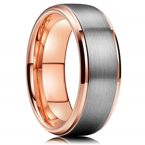 Bague En Acier Inoxydable Pour Hommes, 8mm, Couleur Or Rose Et Argent Brossé, Bracelet De Mariage À La Mode Pour Hommes, Accessoires Bijoux