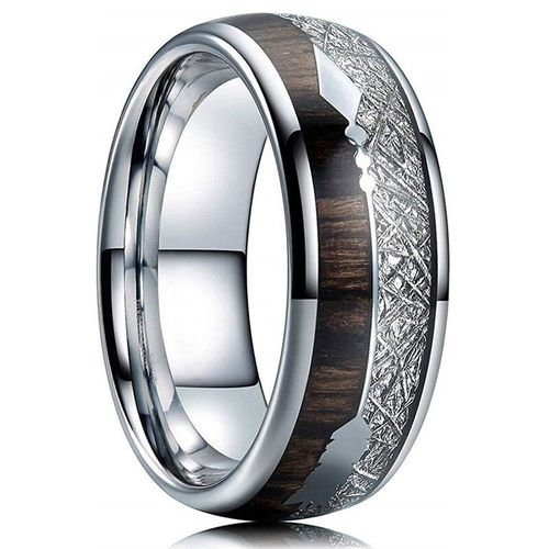 Bague En Acier Inoxydable Noir Et Blanc 8mm, Incrustation De Flèches En Bois Koa, Bande De Mariage, Accessoires À La Mode Pour Hommes Taille 6-13