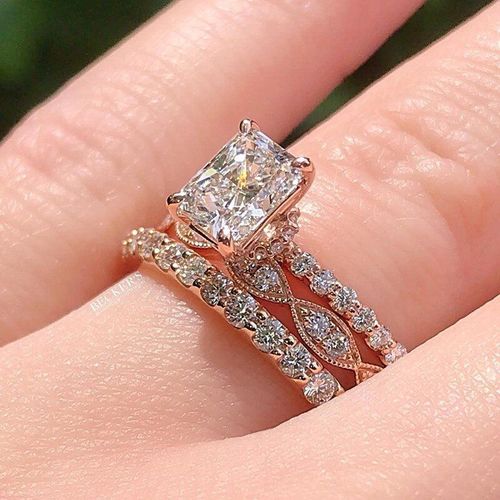 Ensemble De Bagues Brillantes En Cristal Rose Or Blanc Pour Femmes, Bijoux De Mariage De Fiançailles, Taille 5 À 10, Nouvelle Collection