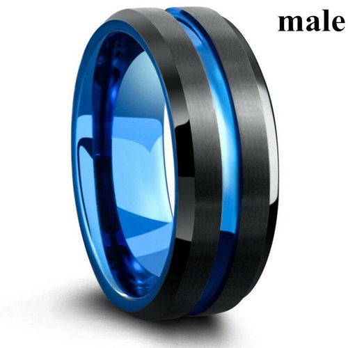 Bagues D'amoureux De Bijoux Pour Femmes, Ensembles De Bagues De Fiançailles En Zircon Bleu Pour Hommes, Bracelet De Mariage En Acier Inoxydable Bleu, Cadeau D'anniversaire