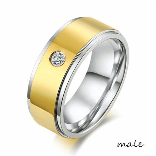 Bagues De Couple En Cristal Blanc Cz Pour Hommes Et Femmes, Ensemble De Bagues Simples En Acier Inoxydable, Bijoux De Mariage, Cadeaux Pour Amoureux