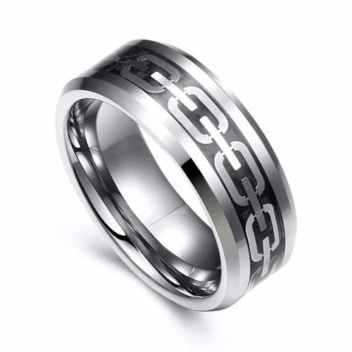 Bague En Acier Inoxydable Argenté Pour Hommes, 8mm, Chaîne En Titane, Bijou De Mariage, Cadeau, Nouvelle Mode