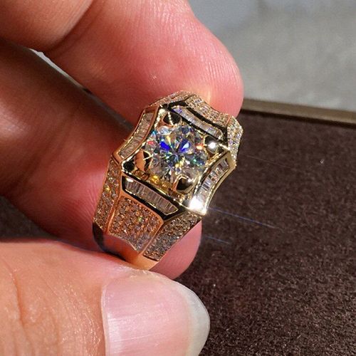 Bagues De Luxe Rondes En Cristal Pour Hommes Et Femmes, Bijoux En Strass, À La Mode, Vintage, En Zircon, Accessoires Masculins