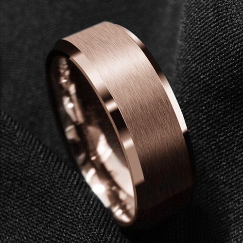 Bagues Simples En Acier Inoxydable Pour Hommes Et Femmes, Anneau De 8mm, Or Rose Brossé, Bague De Fiançailles, Bijoux Masculins Pour Femmes, Taille 6-13