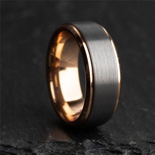 Bague En Acier Inoxydable Pour Hommes, 8mm, Or Rose, Surface Argent Brossé, Bracelet De Mariage, Bijoux, Accessoires, Taille 6-13