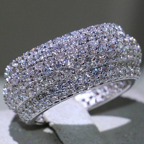 Bagues De Luxe En Cristal Pour Femmes Et Hommes, Alliance De Fiançailles En Zircon Blanc Aaa, Bijoux De Fête, Taille 5-12