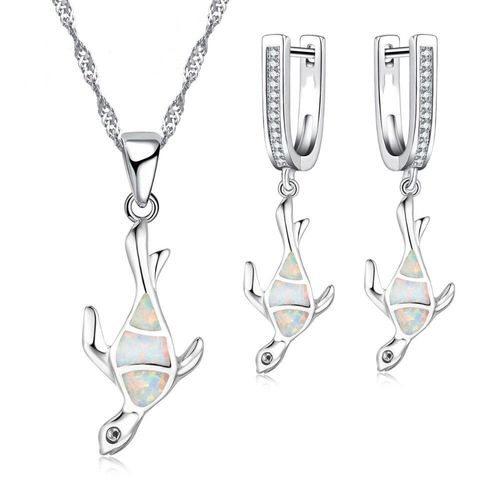Ensemble D'accessoires Pour Femmes, Imitation Tortue De Mer Bleue Opale De Feu, Pendentif, Boucles D'oreilles, Bijoux De Mariage