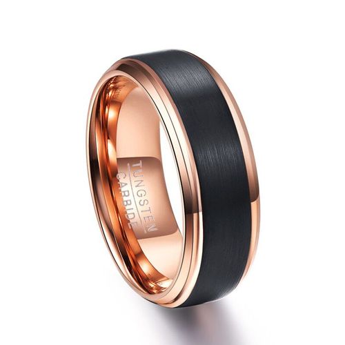 Bague En Acier Inoxydable Or Rose 8mm, Surface Noire, Couleur Brossée, Mode, Bracelet De Mariage Pour Hommes, Bijoux Accessoires Taille 6-13