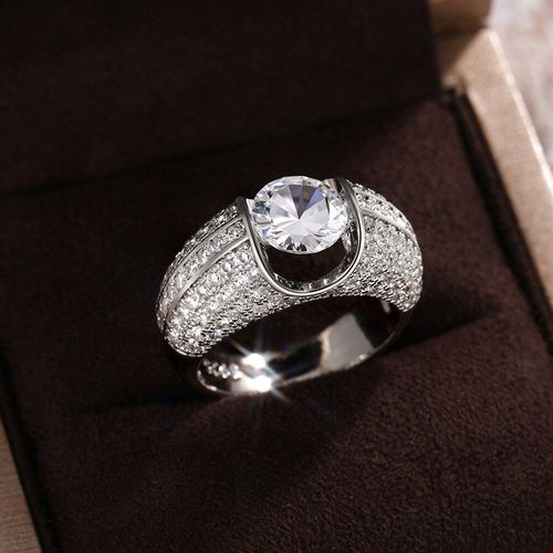 Bagues De Mariage En Cristal Pour Femmes, Anneaux De Mariée En Argent Plaqué Brillant, En Zircon Blanc Aaa, Bijoux Tendance, Vente En Gros, 8mm