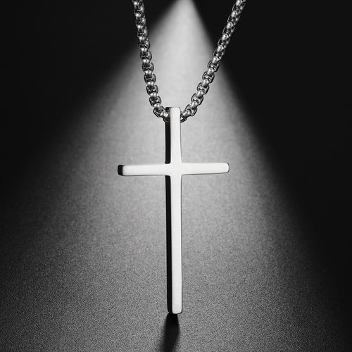 Colliers Croix Chrétienne Pour Hommes, Chaîne En Acier Inoxydable, Couleur Noire, Amulette Ras Du Cou, Religieux, Jésus, Bijoux Cadeau