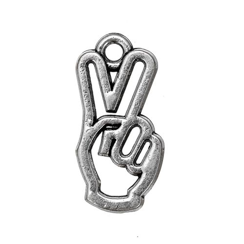 Breloque De Geste De La Main, Signe De Victoire Découpé, Antique, Plaqué Argent, Pendentif, Recherche De Bijoux Artisanaux, Bricolage, 30 Pièces