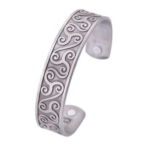 Bracelet Vintage Triple Spiralé Pour Homme Et Adolescent, Bijou Magnétique De Santé, Argenté Et Antique, Manchette Viking
