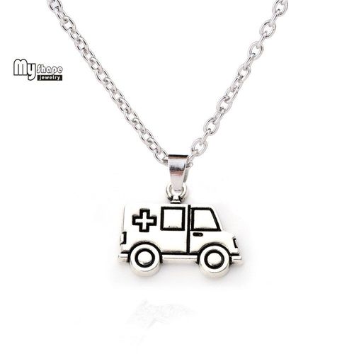 Collier D'ambulance De Voiture En Argent Plaqué Antique, Pendentif, Bijoux À La Mode Pour Enfants Et Infirmières, Cadeau
