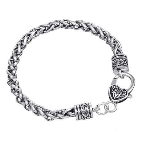 Bracelets À Chaîne Antique En Forme De Coeur, Plaqué Argent, Fermoir À Griffe De Homard, En Blé, Chaîne Lourde De 20cm De Long