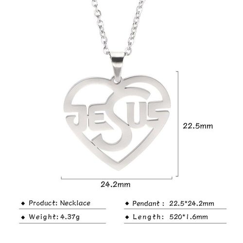 Collier En Acier Inoxydable 316l Pour Homme Et Femme, Bijou Chrétien En Forme De C¿Ur, Croix, Jésus, Pendentif Couleur Argent, Doré