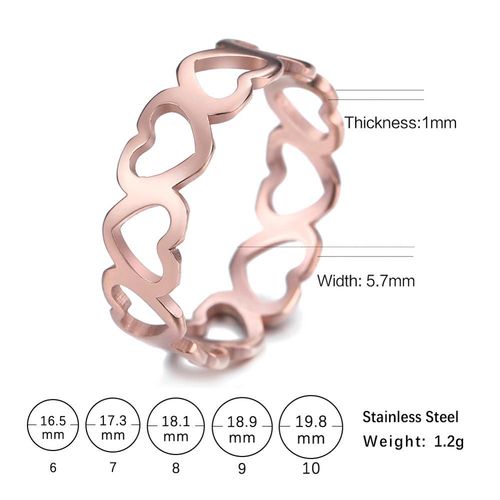Bague En Forme De C¿Ur Pour Femmes Et Filles, Anneau En Acier Inoxydable, Ajouré, Couleur Or Rose, Cadeau D'anniversaire À La Mode, 2020
