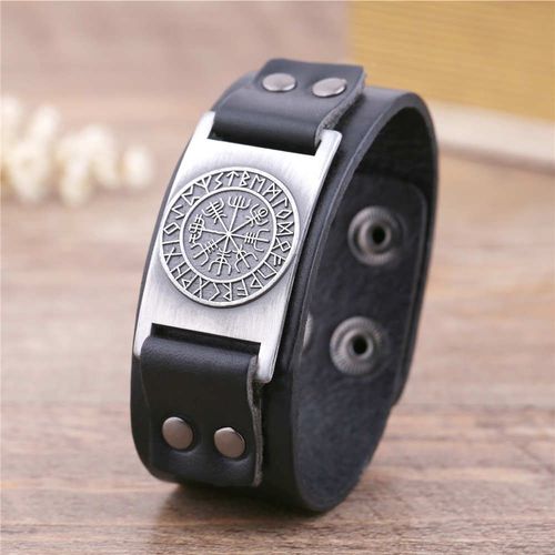 Bracelet Avec Boussole Viking Vegvisir Pour Hommes, Pendentifs, Runes Nordiques, Bijoux, Symbole Odin, En Cuir, Cadeau, Nouveau, Livraison Directe