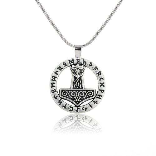 Collier Avec Pendentif En Forme De Marteau Pour Femmes, Bijou À La Mode, Style Viking, Nordique, Antique, Plaqué Argent, Accessoires Pour Femmes, Deux Styles