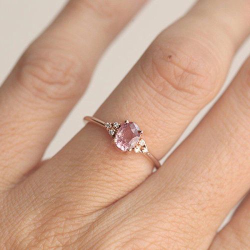 Bagues De Mariage En Cristal Zircon Pour Femmes Et Filles, Anneaux Classiques En Or Rose, Charmant, À La Mode, Cadeau Romantique De Saint-Valentin