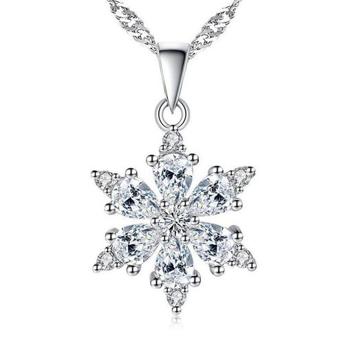 Collier De Luxe Avec Pendentif Flocon De Neige, Couleur Or Blanc, Mignon, Ras Du Cou, Chaîne De Mariage, Bijoux Cadeau Pour Filles