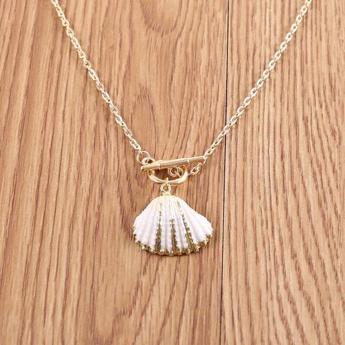 Collier À Pendentif En Coquillage Géométrique Pour Femmes, Bijou À Breloque De Mariage, Élégant, À La Mode, Accessoires De Fête Sur La Plage, Cadeau