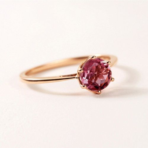 Bagues Romantiques De Luxe En Or Rose Pour Femmes, Bijoux Simples En Cristal Rouge, Cadeaux De Fiançailles Et De Mariage