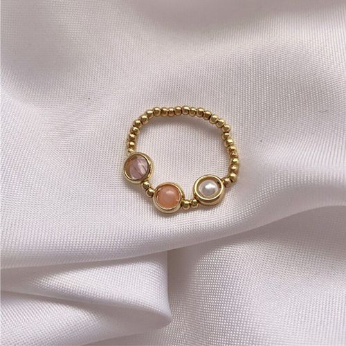 Bague En Pierre Naturelle 3 Couleurs Pour Femmes, Charmant, Élégant, Couleur Or, Accessoires De Mariage, Bijoux De Fête, À La Mode