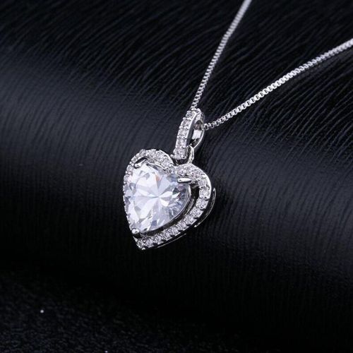 Collier De Luxe En Or Rose En Forme De C¿Ur Pour Femmes, Pendentif En Chaîne Zircon Cristal, Bijoux Cadeau De Saint Valentin