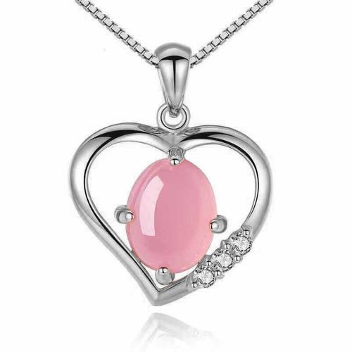 Collier Pendentif En Forme De C¿Ur En Or Rose Pour Femmes, Classique, Élégant, Charmant, Chaîne De Clavicule En Cristal Rose, À La Mode, Bijoux De Fête De Mariage