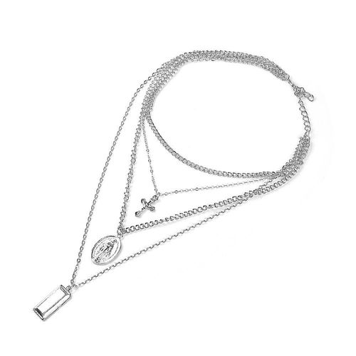 Collier À Pendentif Multi-Couches Rétro Exagéré Pour Femmes, Longue Chaîne, Cadeaux De Croyance Féminine