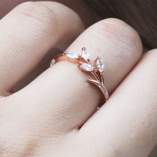 Bagues Élégantes En Feuille D'or Rose Pour Femmes, Design Simple Et À La Mode, Bijoux Créatifs Pour Fête De Mariage, Cadeaux Pour Filles