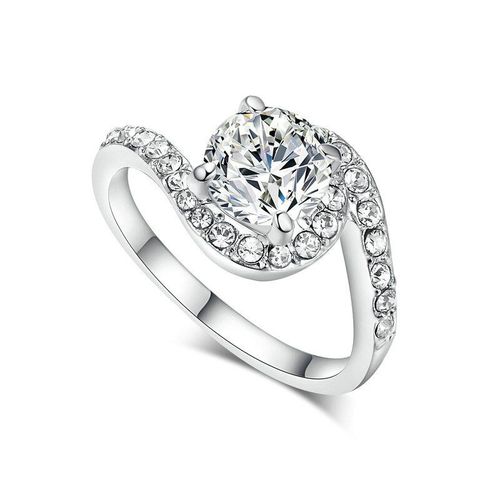 Bagues Classiques En Or Rose Pour Femmes, Ravissantes Bagues De Fiançailles En Cristal Zircon Pour Dames, Bijoux De Promesse De Mariage