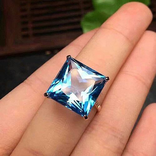 Bagues De Luxe En Zircon Cristal Bleu Pour Femmes, Bijoux De Fiançailles, De Mariage, Cadeaux De Personnalité, À La Mode
