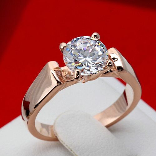 Bagues Classiques Élégantes De Couleur Or Rose Pour Femmes, Bijoux De Luxe En Cristal Zircon, Cadeau De Mariage, Belles Bagues Pour Femmes