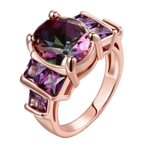 Bague De Luxe En Zircon Cubique Pour Femmes, Bijoux De Couleur Or Rose, Pour Filles, Cadeau De Fête, À La Mode