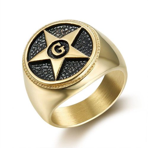 Bague Pentagra En Acier Inoxydable Pour Homme, Anneau En Titane De Couleur Or, Accessoire De Personnalité Masculine, Bijoux À La Mode