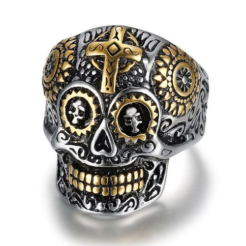 Bague Rétro En Acier Inoxydable Pour Hommes, Anneau Croisé Tête De Mort En Titane, Bijoux De Personnalité À La Mode