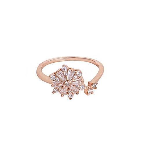 Bagues Flocon De Neige Mode Coréenne Pour Femmes, Bagues De Fête De Mariage, Bijoux De Personnalité, Bague En Cristal De Zircon Rose