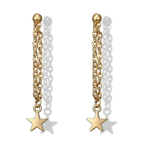 Boucles D'oreilles Pendentif Étoile Coréenne, Design Simple, Exquis, Charmant, Couleur Or, Bijoux De Fête À La Mode, Cadeaux Pour Filles