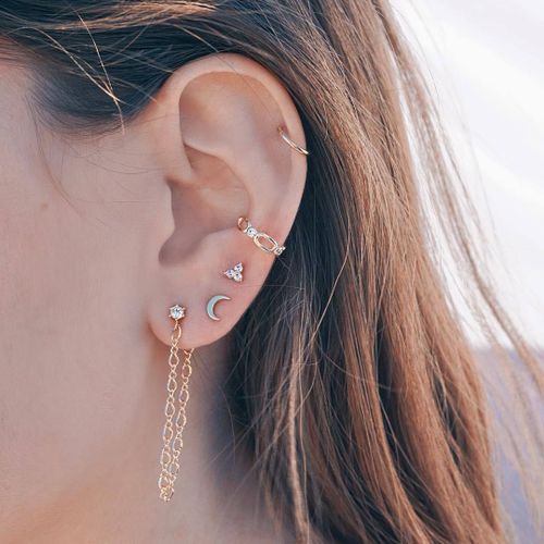 Ensemble De Boucles D'oreilles Vintage Pour Femmes, Chaîne En Métal, Multi-Style, Cristal Doré, Lune, Étoile, Bijoux De Fête, Cadeaux